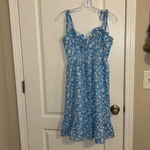 blue flower print sundress